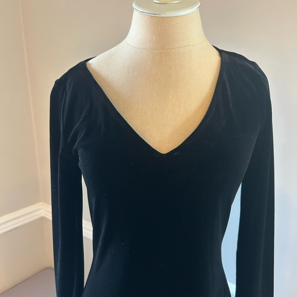 Vintage Velvet V-Neck Mini Dress - Picture 2 of 7